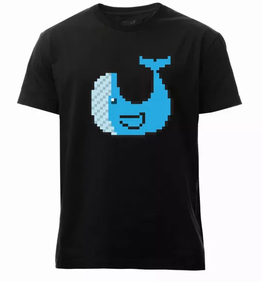 Мужская премиум футболка Кит в пікселях Черный фото