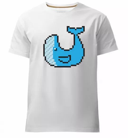 Мужская премиум футболка Кит в пікселях Белый фото