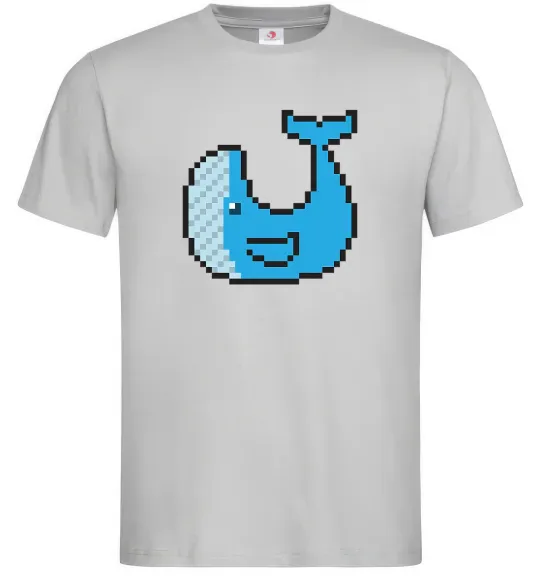 Мужская футболка Кит в пікселях Серый фото