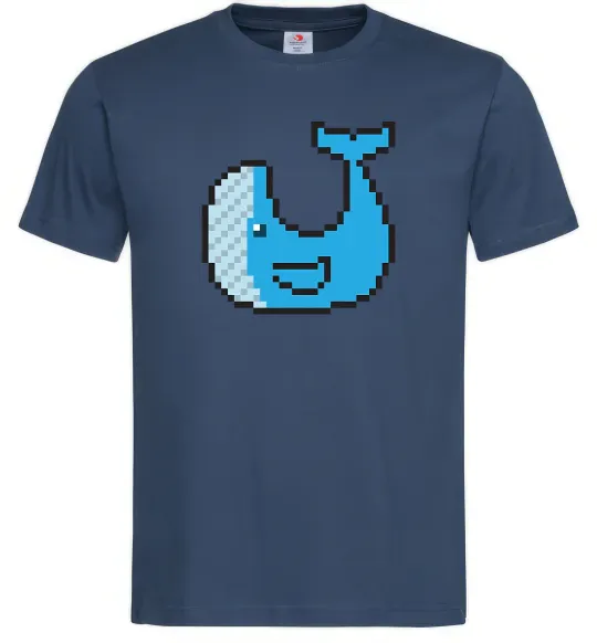 Мужская футболка Кит в пікселях Темно-синий фото