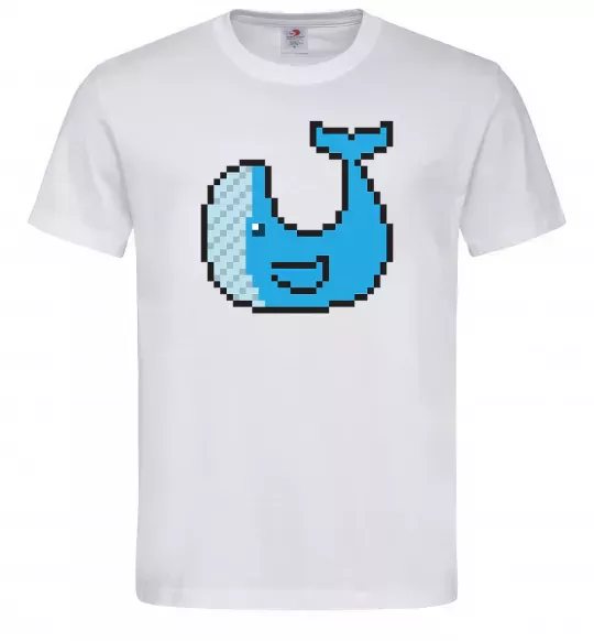 Мужская футболка Кит в пікселях Белый фото