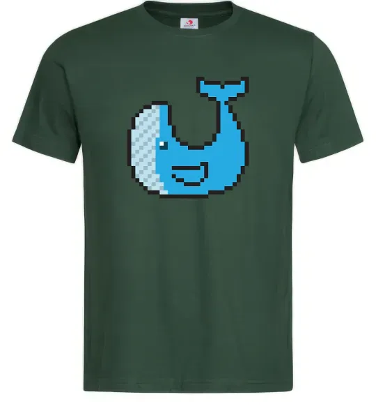 Мужская футболка Кит в пікселях Темно-зеленый фото