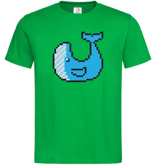 Мужская футболка Кит в пікселях Зеленый фото