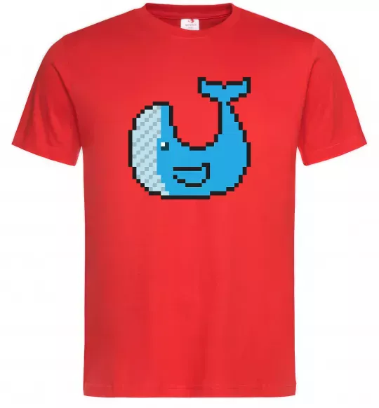 Мужская футболка Кит в пікселях Красный фото