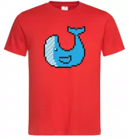 Мужская футболка Кит в пікселях Красный фото