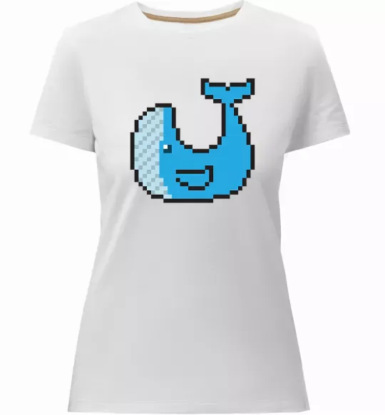 Жіноча преміум футболка Кит в пікселях Білий фото