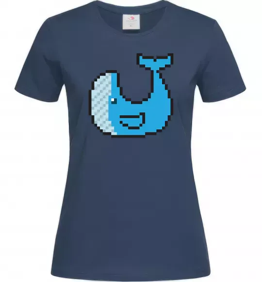 Жіноча футболка Кит в пікселях Темно-синій фото