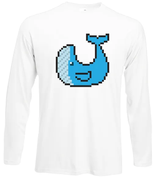 Лонгслив Кит в пікселях Белый фото