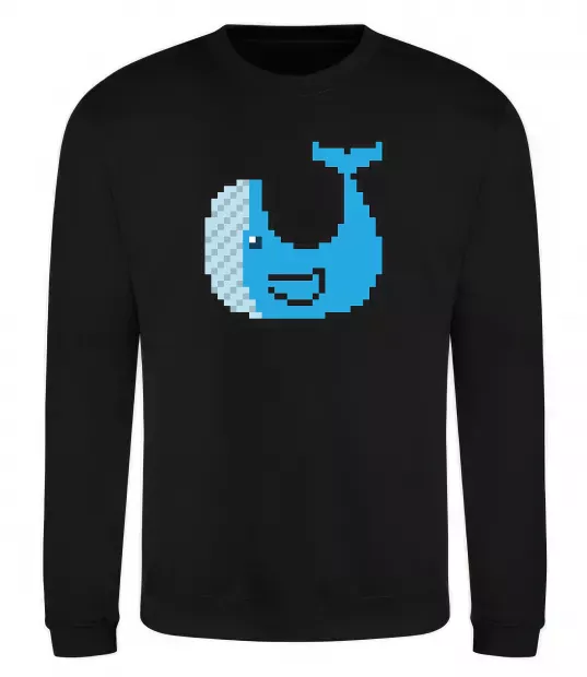 Світшот Кит в пікселях Чорний фото