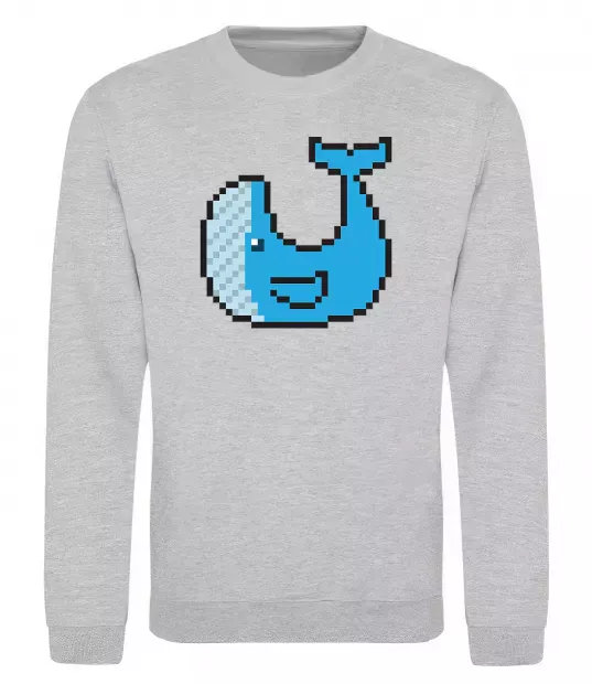 Світшот Кит в пікселях Сірий меланж фото