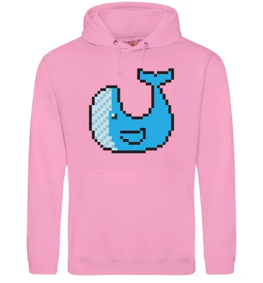 Чоловіча толстовка (худі) Кит в пікселях Рожевий фото