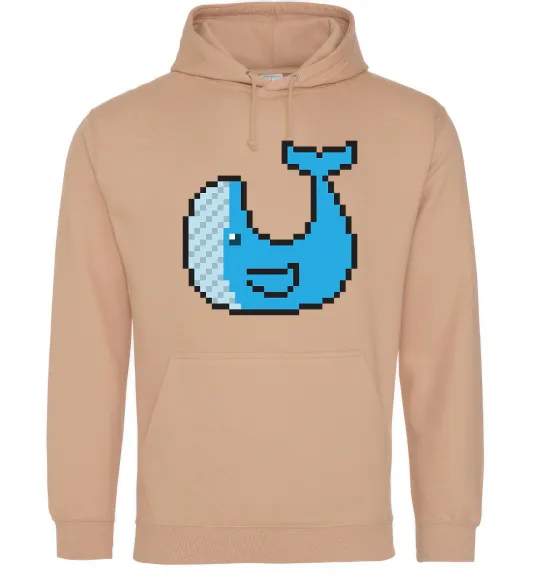 Мужская толстовка (худи) Кит в пікселях Песочный фото