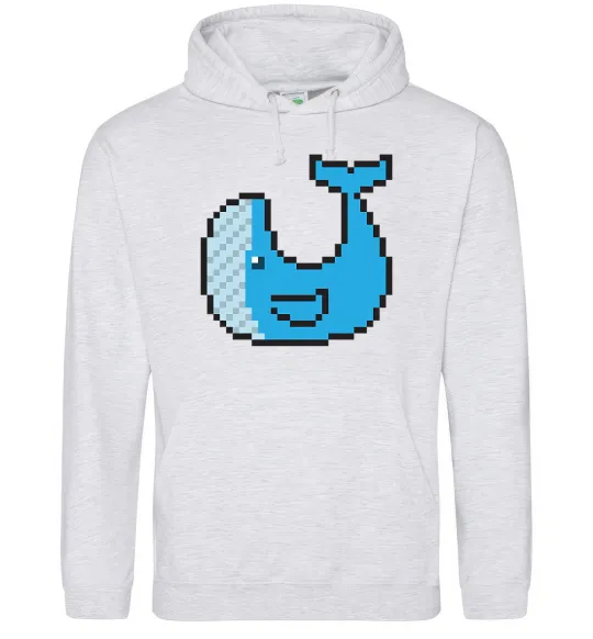 Жіноча толстовка (худі) Кит в пікселях Сірий меланж фото