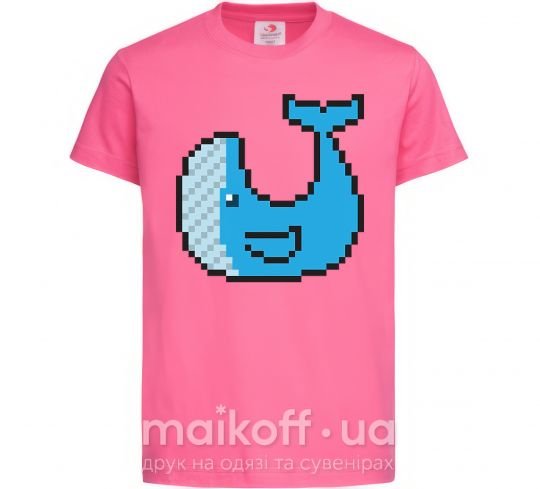 Детская футболка Кит в пикселях Ярко-розовый фото