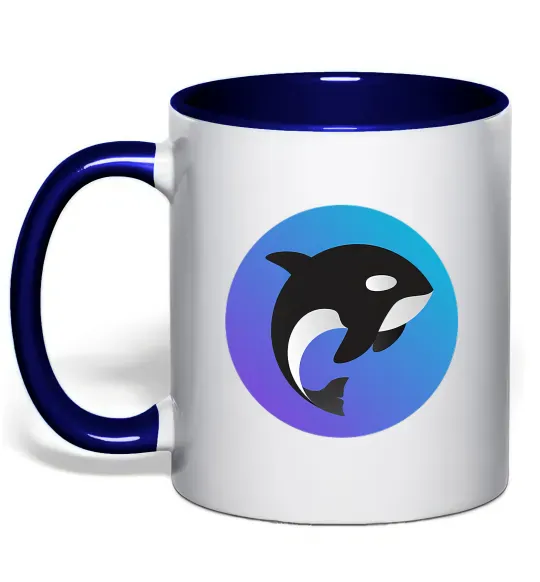 Чашка з кольоровою ручкою Косатка в колі Глибокий темно-синій фото