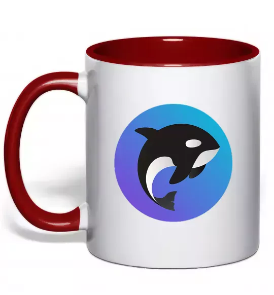 Чашка з кольоровою ручкою Косатка в колі Червоний фото