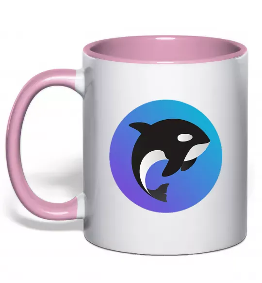 Чашка з кольоровою ручкою Косатка в колі Ніжно рожевий фото