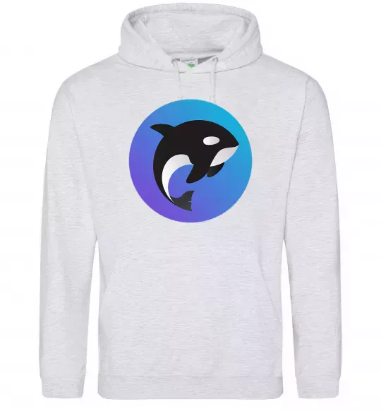 Мужская толстовка (худи) Косатка в колі Серый меланж фото
