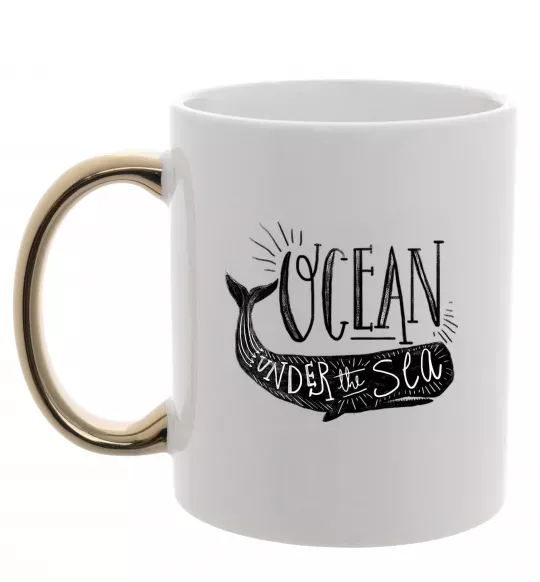 Чашка с цветной ручкой Under the sea Золото фото