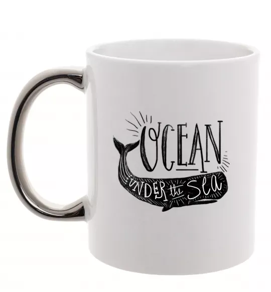 Чашка с цветной ручкой Under the sea Серебро фото