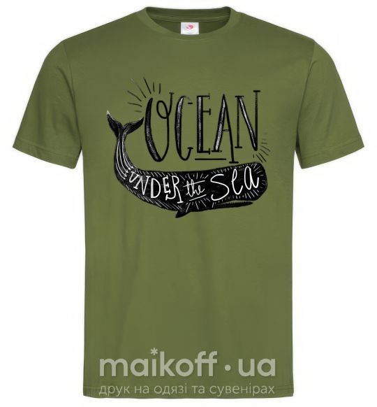Мужская футболка Under the sea Оливковый фото