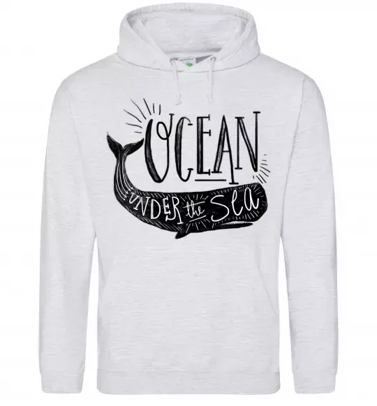 Мужская толстовка (худи) Under the sea Серый меланж фото