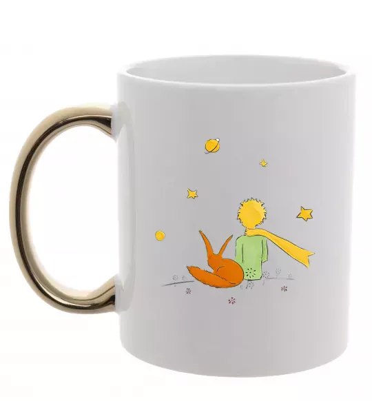 Чашка з кольоровою ручкою Маленький принц Золото фото