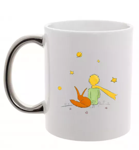 Чашка з кольоровою ручкою Маленький принц Срібло фото