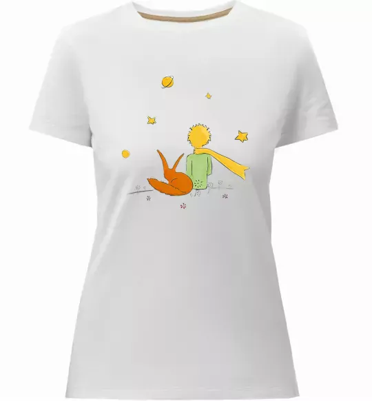 Женская премиум футболка Маленький принц Белый фото