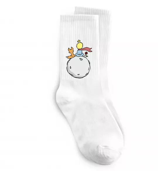 Носки Маленький принц сидить спиною Белый фото