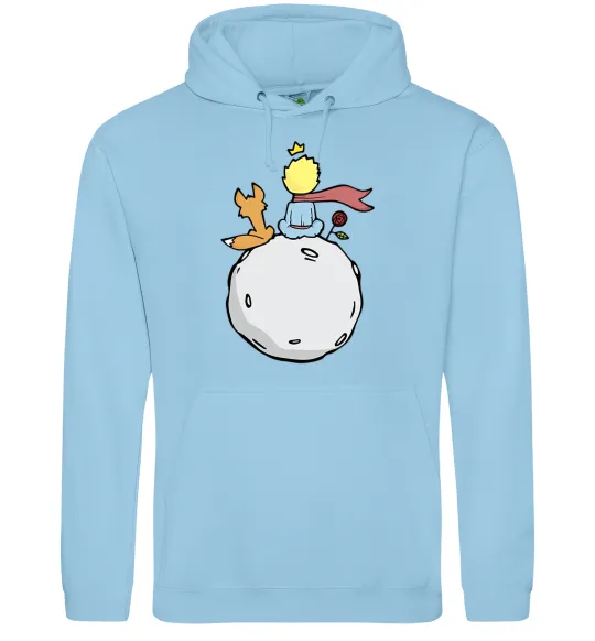 Чоловіча толстовка (худі) Маленький принц сидить спиною Блакитний фото