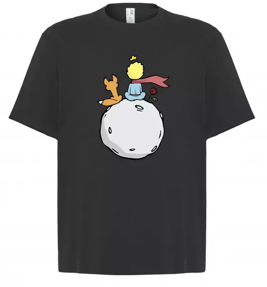 Футболка Оверсайз Маленький принц сидить спиною Черный фото