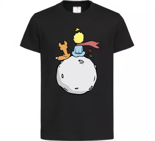 Детская футболка Маленький принц сидить спиною Черный фото