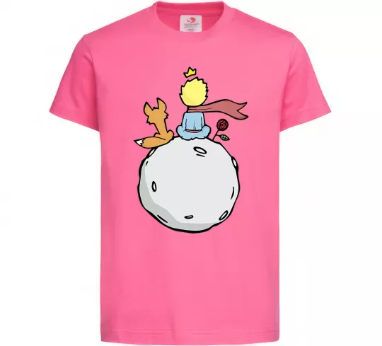 Детская футболка Маленький принц сидить спиною Ярко-розовый фото