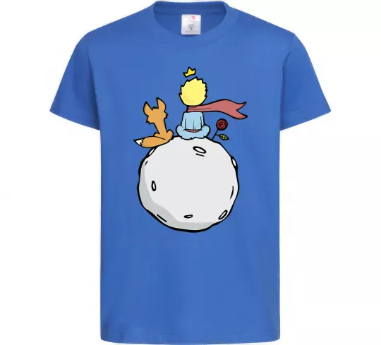 Детская футболка Маленький принц сидить спиною Ярко-синий фото