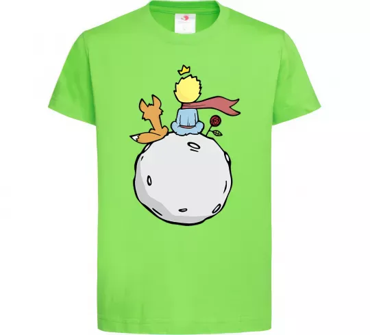 Детская футболка Маленький принц сидить спиною Лаймовый фото