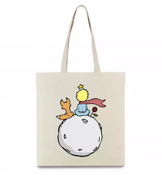 Эко-сумка Маленький принц сидить спиною Бежевый фото