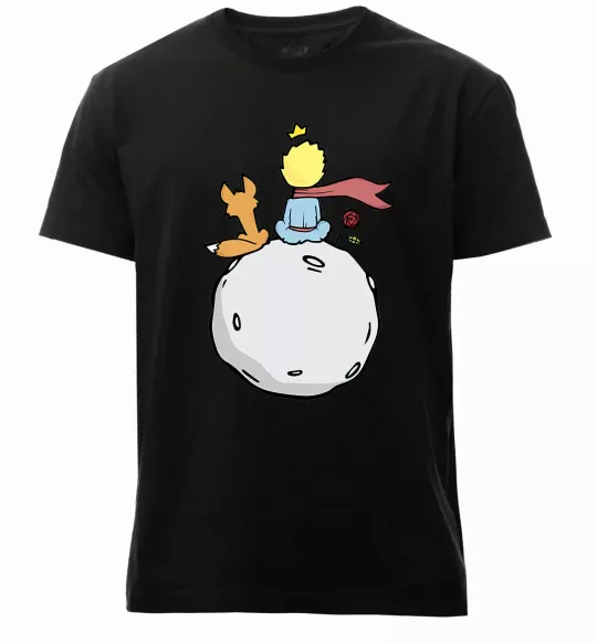 Чоловіча преміум футболка Маленький принц сидить спиною Чорний фото