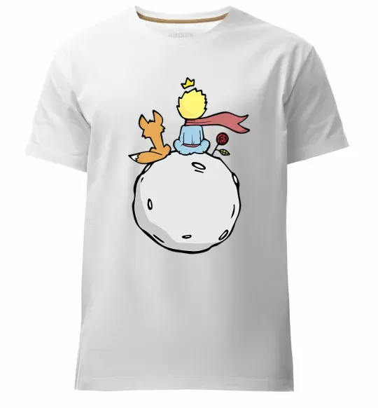 Чоловіча преміум футболка Маленький принц сидить спиною Білий фото