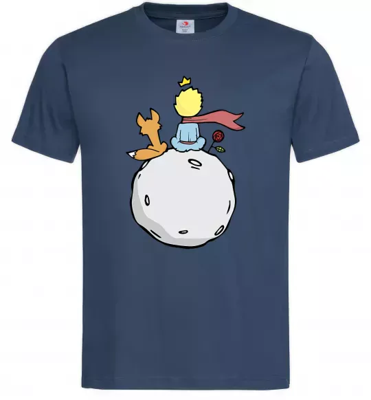 Мужская футболка Маленький принц сидить спиною Темно-синий фото