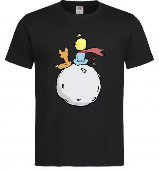 Мужская футболка Маленький принц сидить спиною Черный фото