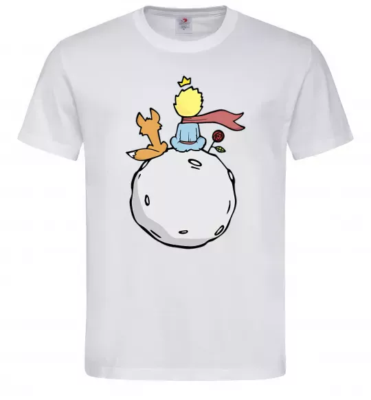 Мужская футболка Маленький принц сидить спиною Белый фото