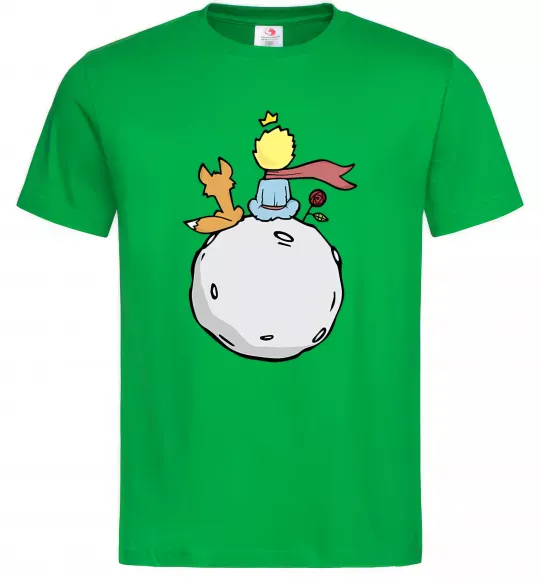 Мужская футболка Маленький принц сидить спиною Зеленый фото