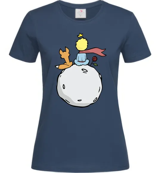 Женская футболка Маленький принц сидить спиною Темно-синий фото