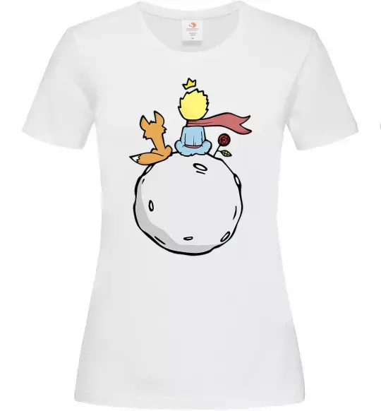 Женская футболка Маленький принц сидить спиною Белый фото