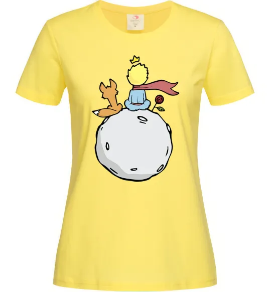 Женская футболка Маленький принц сидить спиною Лимонный фото