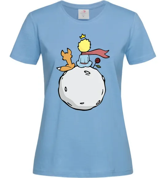 Женская футболка Маленький принц сидить спиною Голубой фото