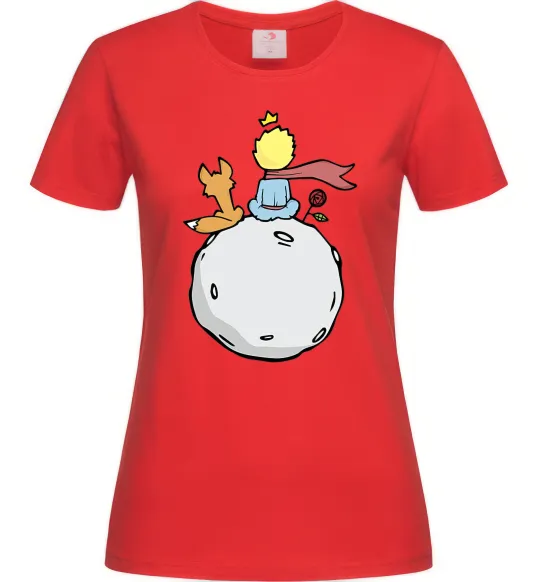 Женская футболка Маленький принц сидить спиною Красный фото