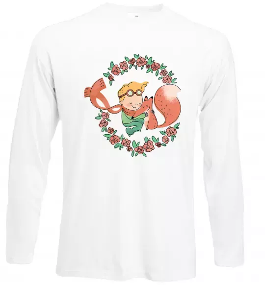 Лонгслив Маленький принц та лисиця в квітах Белый фото