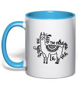 Чашка с цветной ручкой Save the drama for your lama black